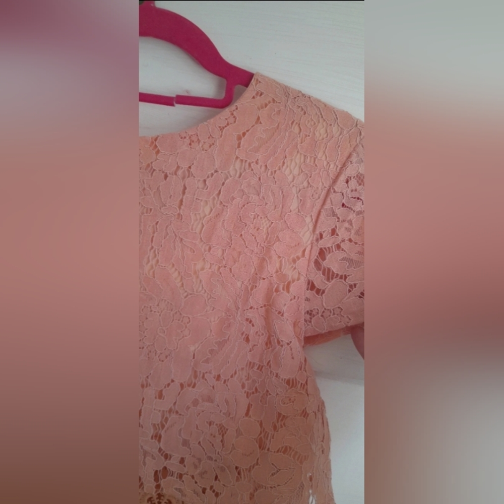 New with tags boo chiffon lace top skater dress in blush size 10 wedding brides - Picture 5 of 7